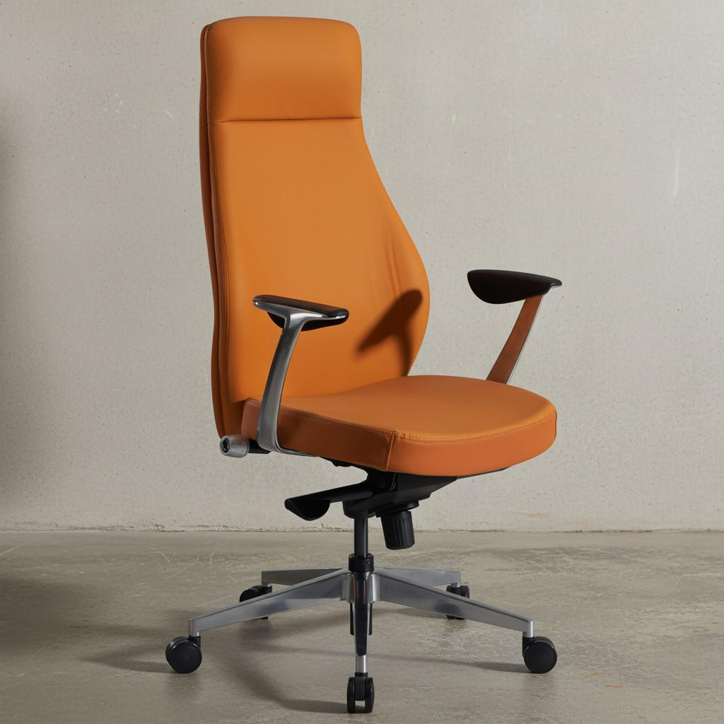 BÜROSTUHL Kunstleder bis 120 kg mit Wippmechanik, Armlehnen und hoher Rückenlehne, Braun 74x74x125 cm - Silberfarben/Braun, Textil/Metall (74/125/74cm) - KADIMA DESIGN