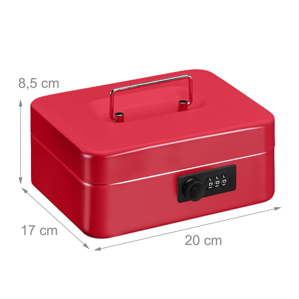 POKLADŇA - červená, kov/plast (20/8.5/17cm) - Relaxdays