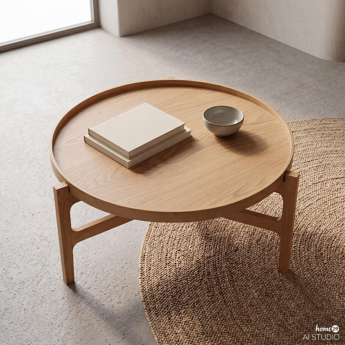 COUCHTISCH - Echtholzfurnier - Eiche - Braun, Holzwerkstoff (74/74/33cm) - home24