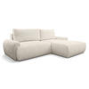 ECKSOFA Moon in L-Form mit Schlaffunktion und Bettkasten, Farbe: Beige, Bouclé-Stoff, Ottomane Rechts - Beige, Textil (260/136cm) - VENASI MÖBEL