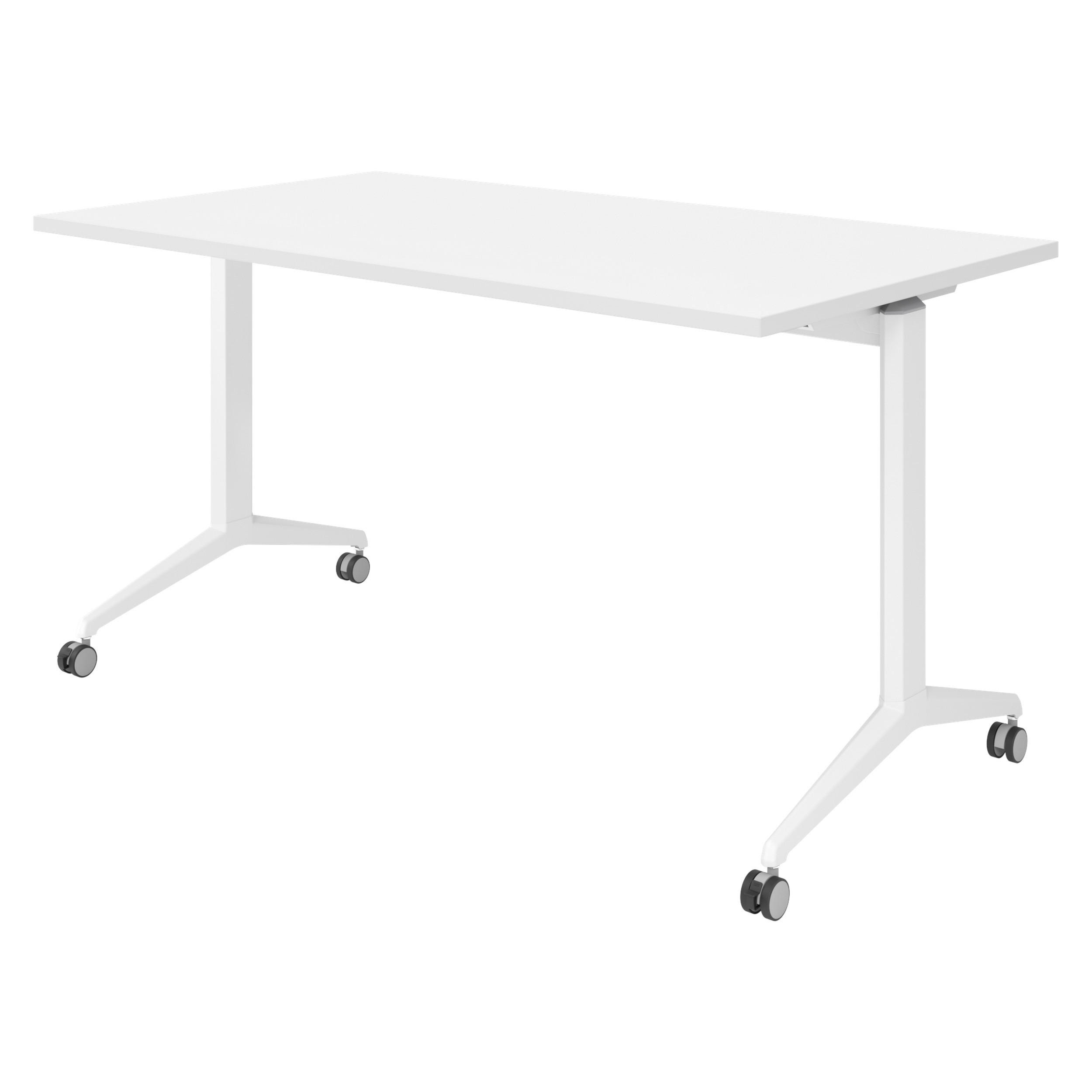 SEMINARTISCH klappbar & fahrbar 80/140/75 cm in Weiß/Weiß - Weiß, Holzwerkstoff (80/140/75cm) - bümö