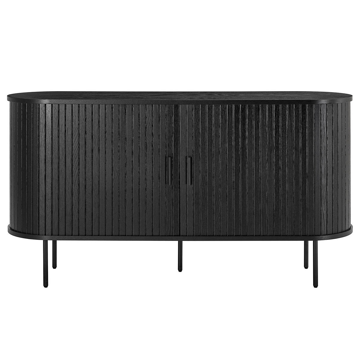 SIDEBOARD - MDF / Metall - Eiche - Eichefarben/Schwarz, Holzwerkstoff/Metall (140/76/40cm) - home24