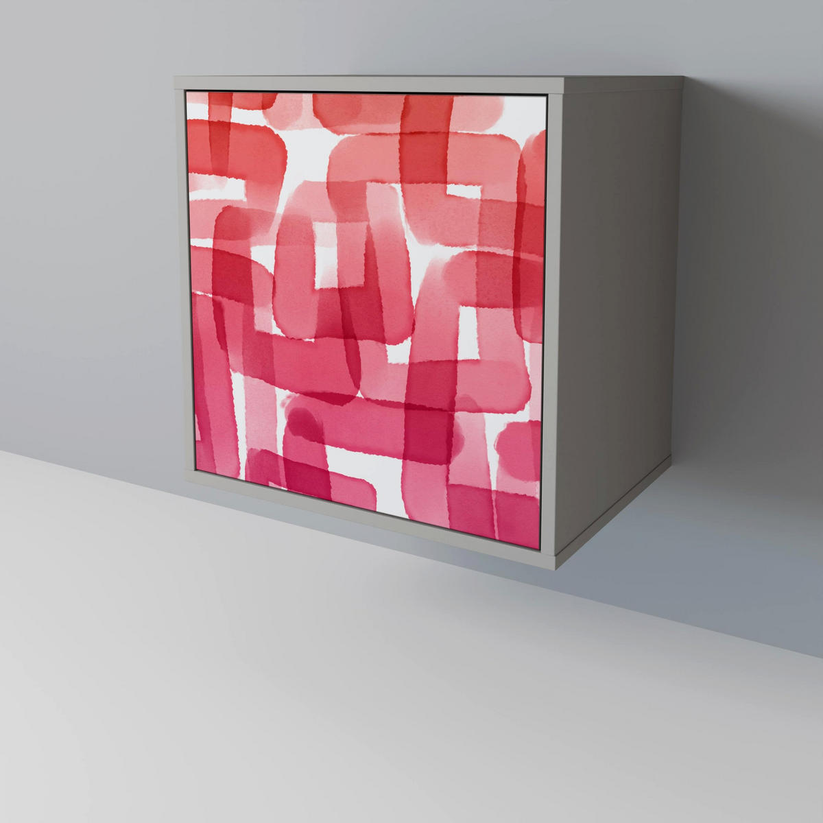 SIDEBOARD KALEIDOSCOPIC CUBISM, Grau, 57,5x42x70,5 cm, Schwarze Metall-Sternfüße - Multicolor/Schwarz, Holzwerkstoff/Metall (57.5/70.5/42cm) - SpaceRebels