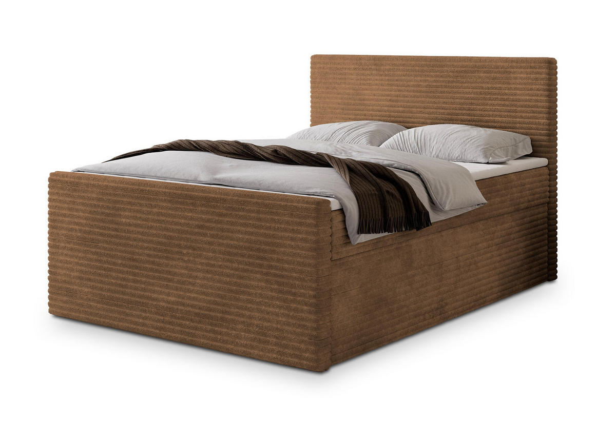 POSTEL BOXSPRING NOLEN 180x200 cm, s matrací a úložným prostorem, měděná - měděná, kompozitní dřevo/textil (180/200cm) - MASSENO