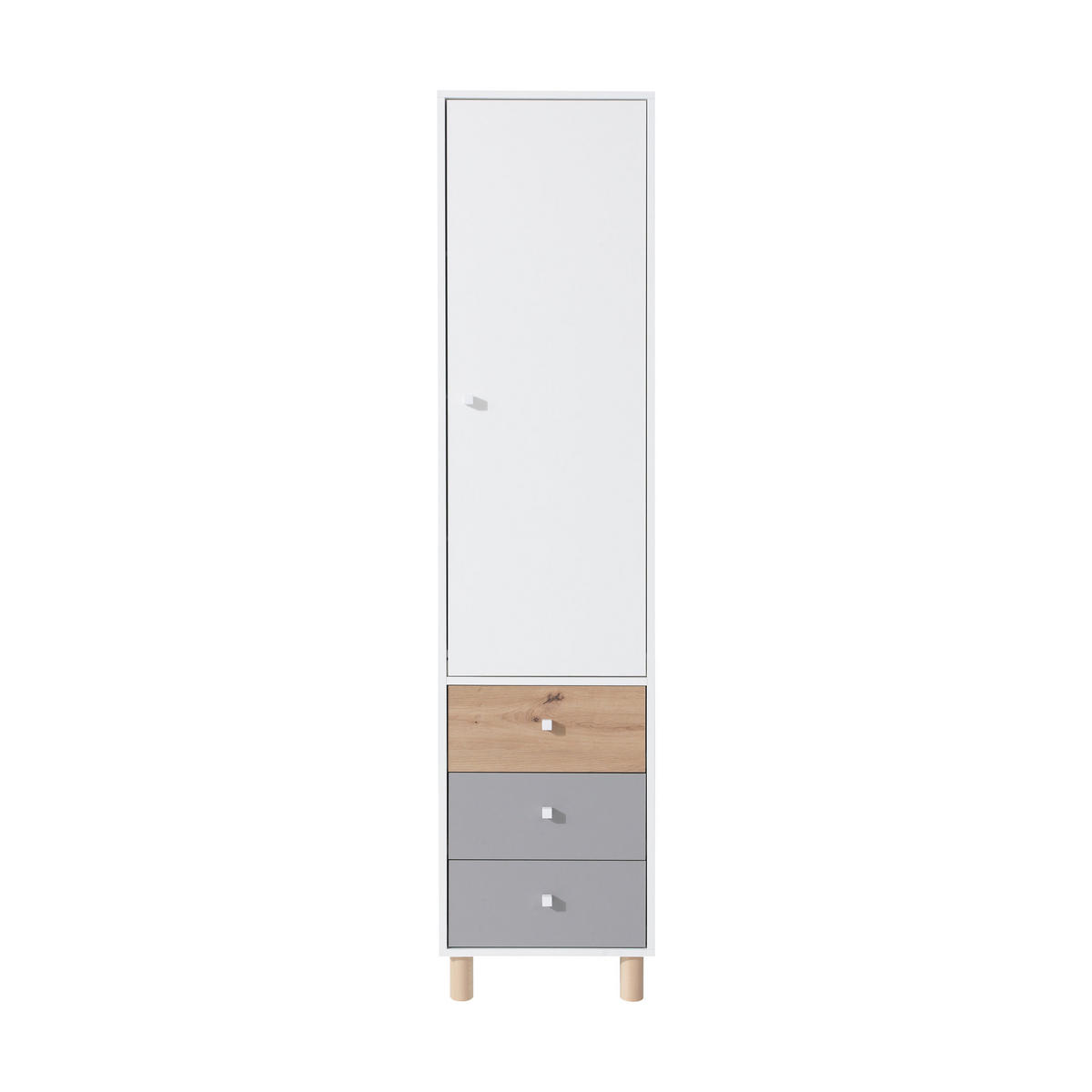 DREHTÜRENSCHRANK Figo mit 1 Tür und 3 Schubladen - Weiß/Eiche Artisan, Holzwerkstoff (45/190/40cm) - Beautysofa
