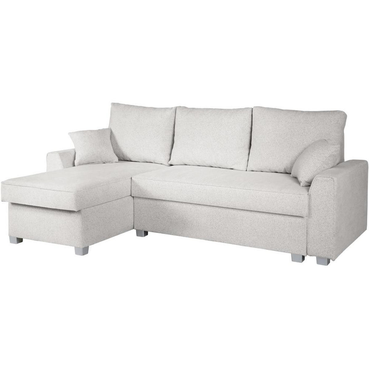 ECKSCHLAFSOFA Teramo beige - Beige/Schwarz, Kunststoff/Textil (235/150cm) - Beautysofa
