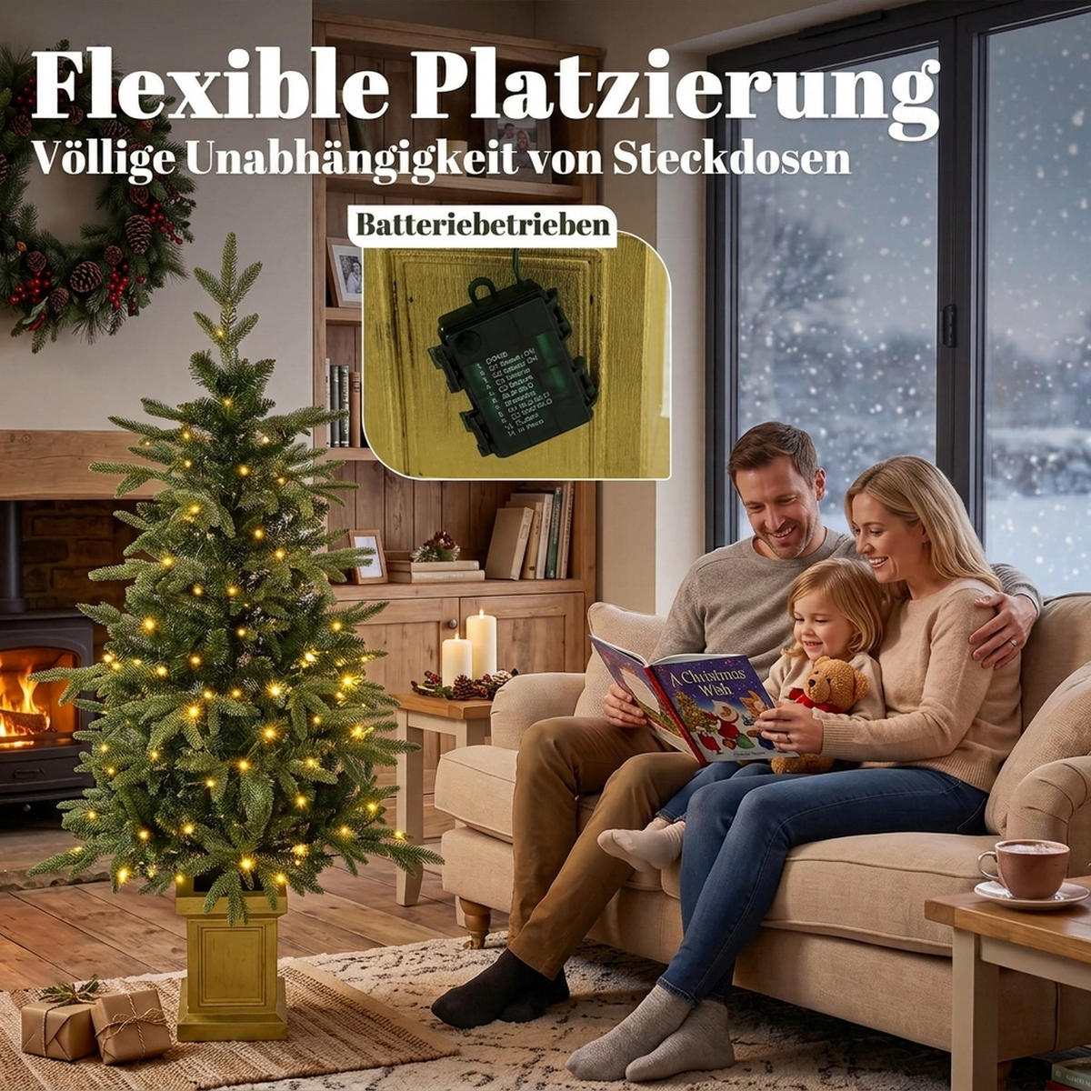 WEIHNACHTSBAUM-MIT-LICHT PE Stahl Grün - Grün, Kunststoff (120cm) - HOMCOM