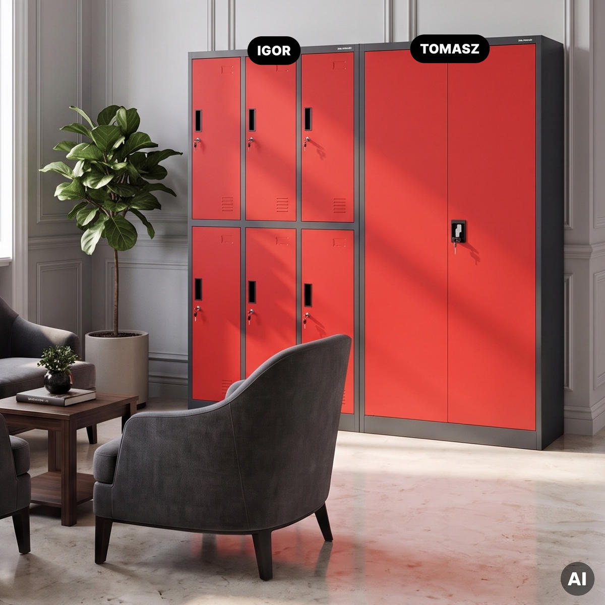METALLSCHRANK mit Stauraum TOMASZ 185x90x45 cm - Anthrazit/Rot, Metall (90/185/45cm) - Jan Nowak