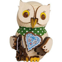 HOLZFIGUR Minieule mit Lebkuchenherz 7 cm - Multicolor, Holz (5/7/5cm)
