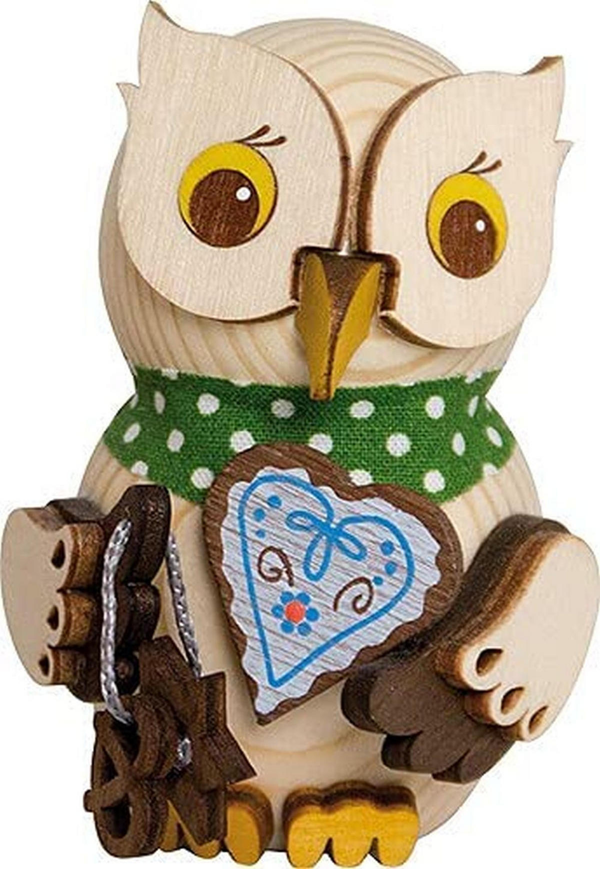 HOLZFIGUR Minieule mit Lebkuchenherz 7 cm - Multicolor, Holz (5/7/5cm)