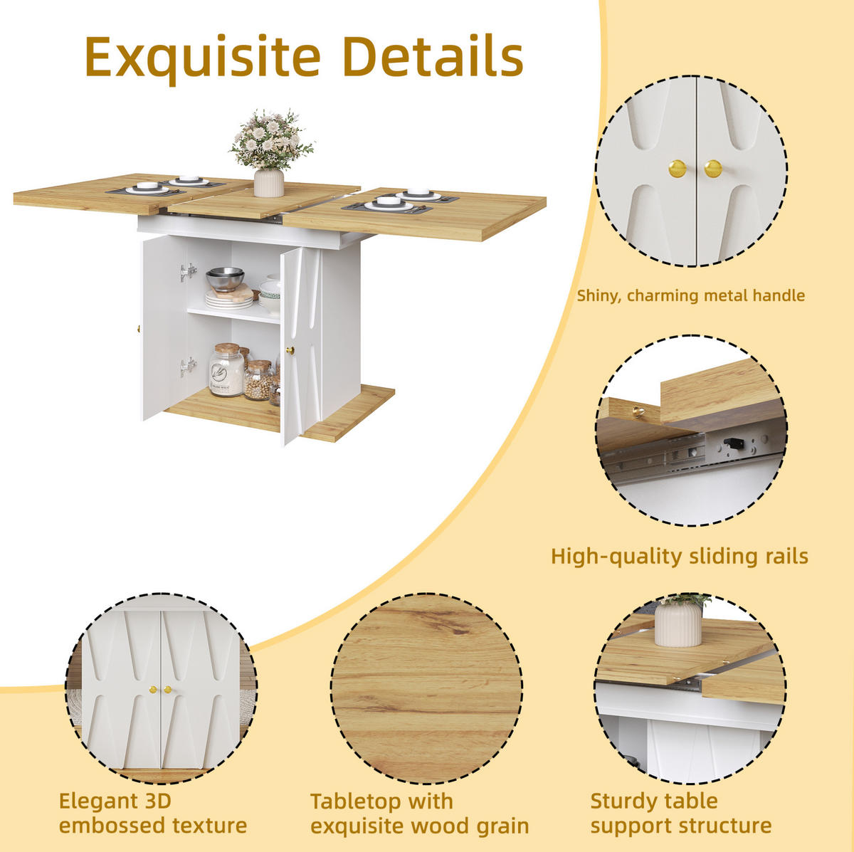 ESSTISCH 110/140/70/76,5 cm Weiß aus MDF und Metall mit Ausziehfunktion - Weiß, Holzwerkstoff (110/70/76.5cm) - OKMYHOME