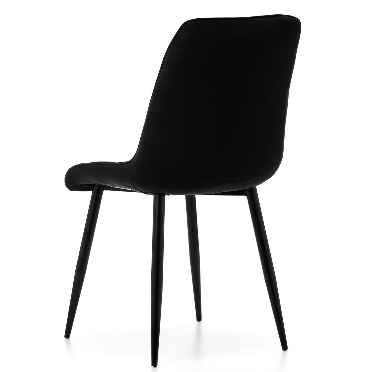STUHL CHIC gespolsterter mit Steppung - schwarz - Samt Velours - Schwarz, Metall (50/88/47cm) - NEW HOME