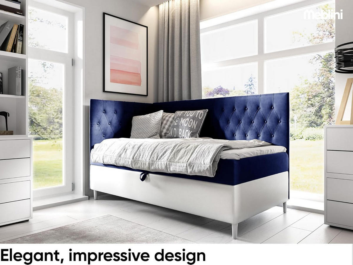 KINDERBETT FLIPPO 3 - Dunkelblau/Weiß, Holzwerkstoff (96/208cm) - Meblini