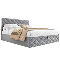 POLSTERBETT 140/200 cm grau aus Samt mit Stauraum - Grau, Textil (140/200cm) - OKMYHOME