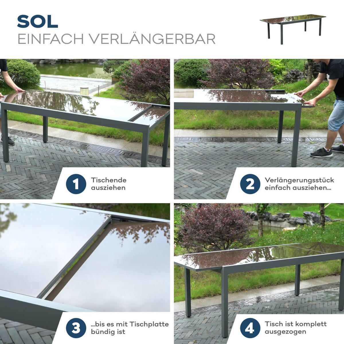 SITZGRUPPE SOL MADERA - 10 - Anthrazit/Hellgrau, Metall - Home Deluxe