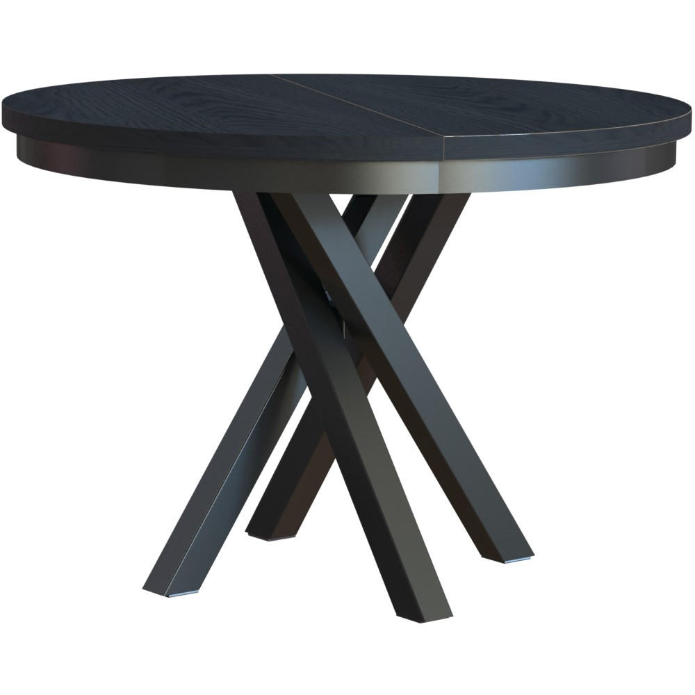 ESSTISCH Kris, Runder, mit Metallbeinen, eiche Schwarz - Schwarz, Holzwerkstoff/Metall (100/100/77cm) - Beautysofa