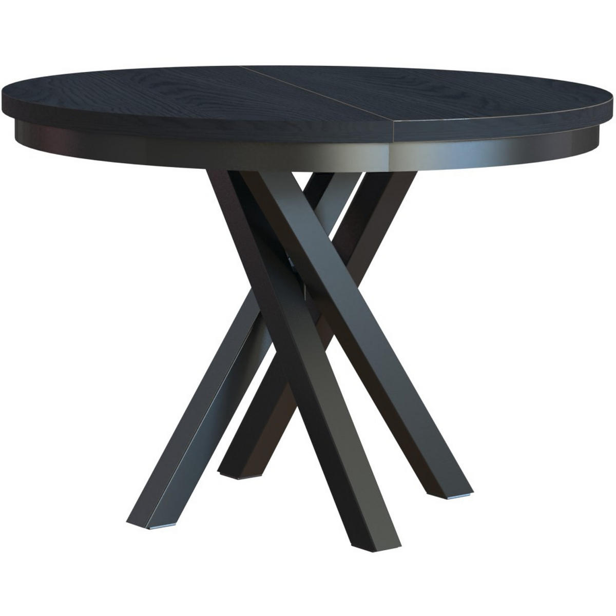 ESSTISCH Kris, Runder, mit Metallbeinen, eiche Schwarz - Schwarz, Holzwerkstoff/Metall (100/100/77cm) - Beautysofa