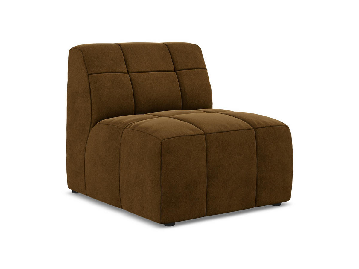 SOFAELEMENT Samt Stoff Gelb - Currygelb/Schwarz, Holzwerkstoff/Kunststoff (75/77/90cm) - Makamii
