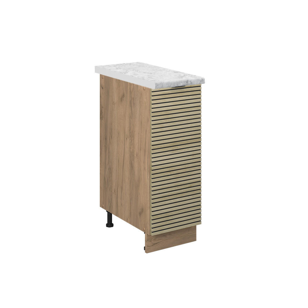 APOTHEKERSCHRANK Fame-Line Eiche Paneel 30 cm , AP Marmor - Honigeiche/Hellbraun, Holzwerkstoff (30/82/60cm) - Vicco