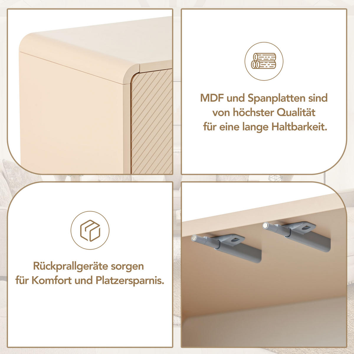 SIDEBOARD Holzoptik mit 3 Türen und viel Stauraum - Eichefarben, Holzwerkstoff (152.5/76.5/40cm) - Urban Meuble