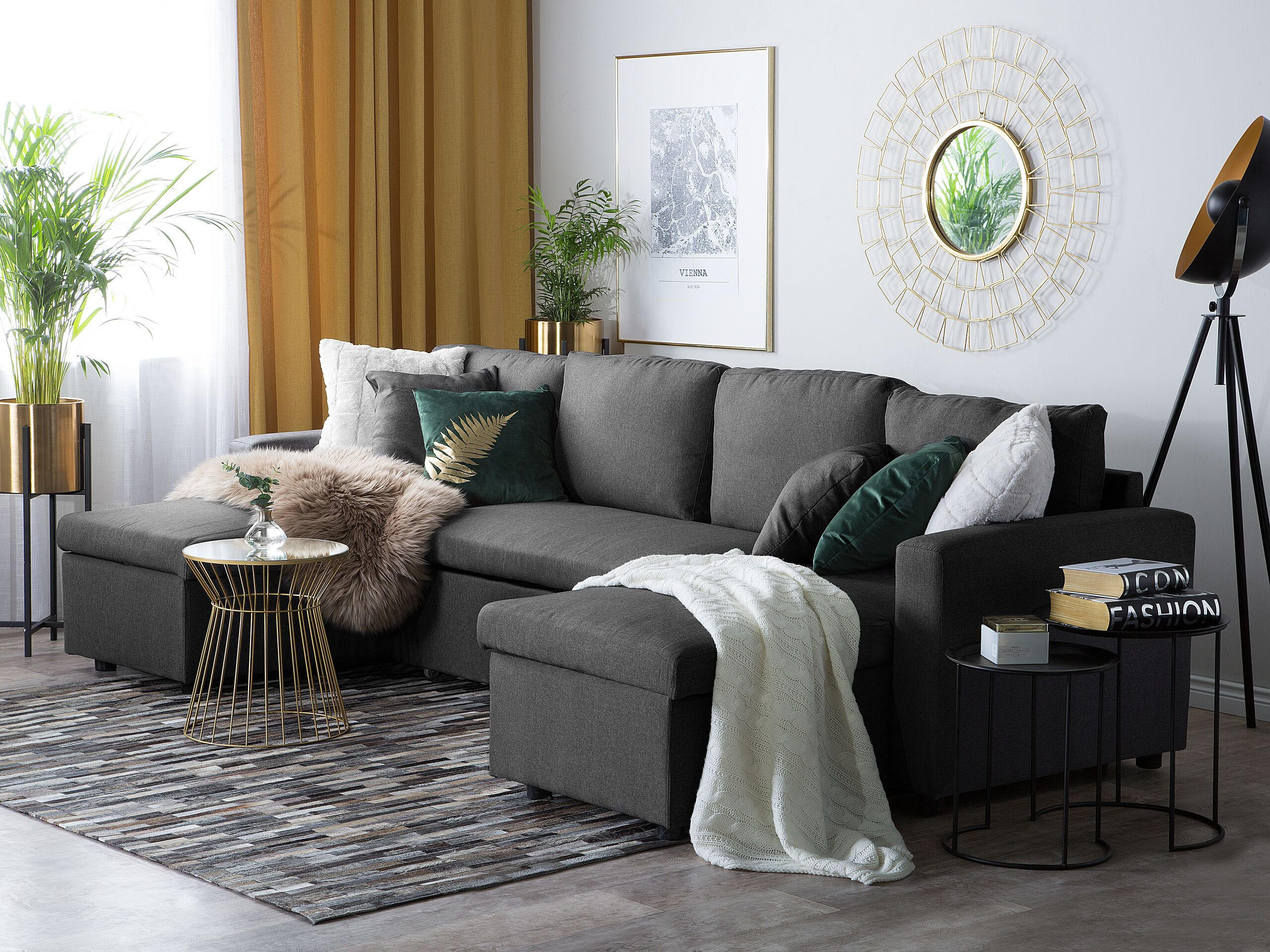 SCHLAFSOFA Polsterbezug Dunkelgrau Sommen - Dunkelgrau, Textil (287/86/147cm) - Beliani