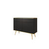 KOMMODE KSZ-107 - KSZ-107, Hochglanz, Schubladen Push-to-Open 107x39x85 cm Schwarz/Gold - Goldfarben/Schwarz, Holzwerkstoff/Kunststoff (107/85/39cm) - DomoHome
