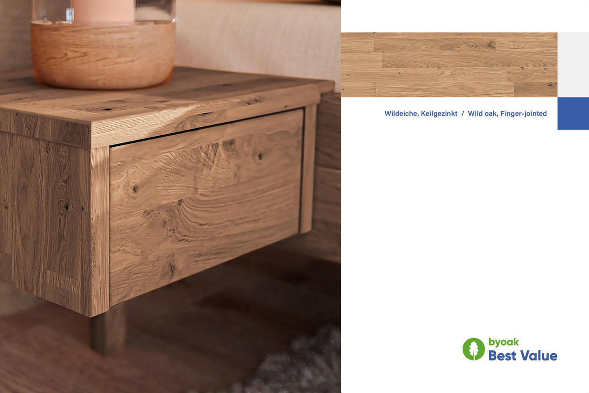 NACHTTISCH 2er Set PENNY MIT SCHUBLADEN Wildeiche - Wildeiche, Holz (34/17/30cm) - byoak