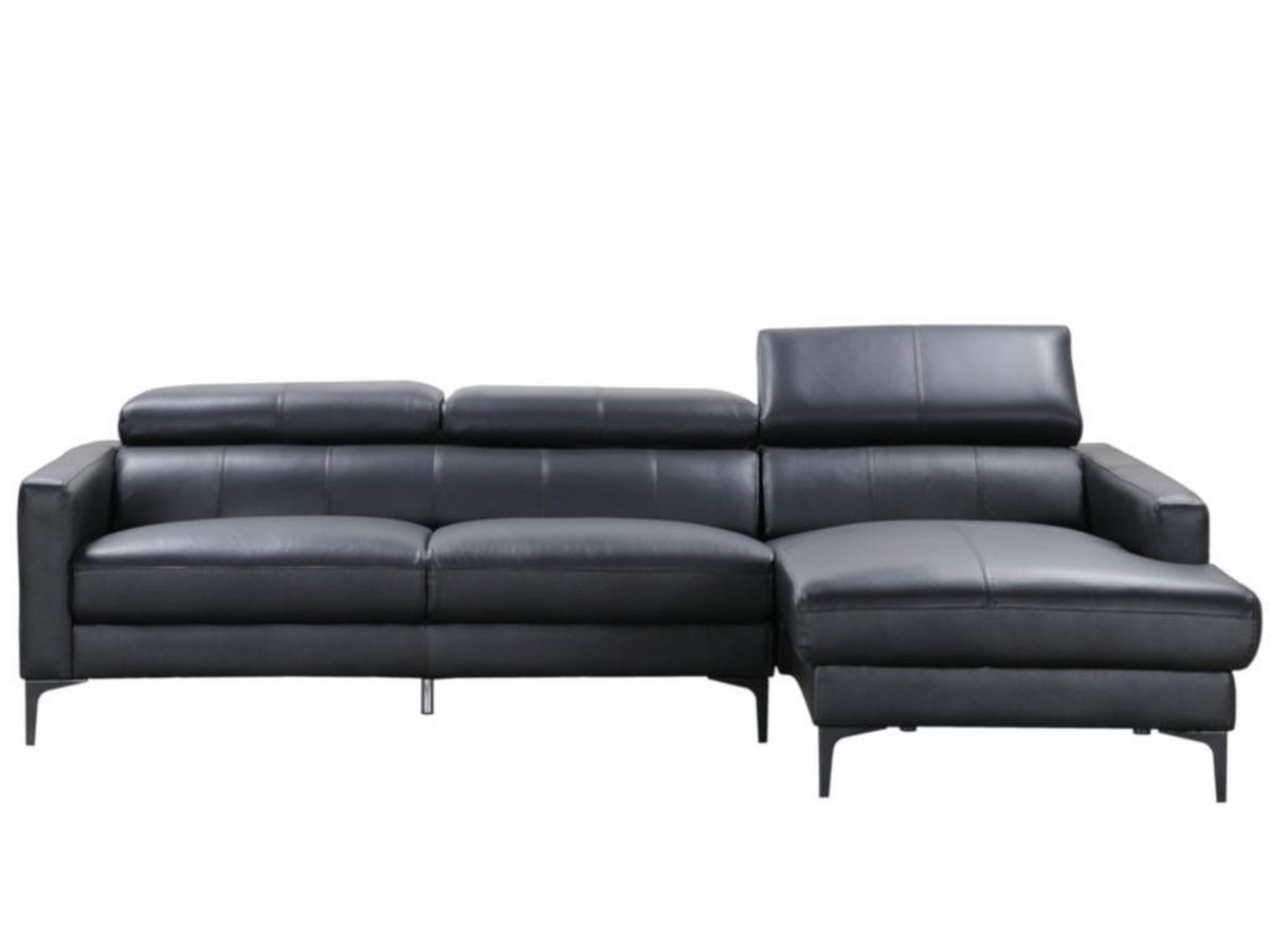 ECKSOFA - Büffelleder - Ecke Rechts - Schwarz - FLORENCE - Schwarz, Leder (173/253cm) - Vente-Unique