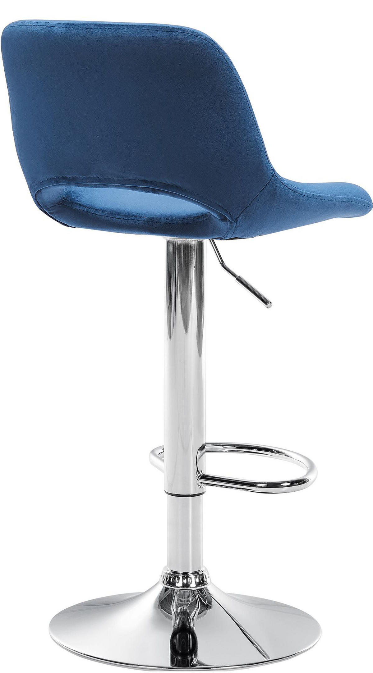 BARHOCKER 2er Set Samt blau - Chromfarben/Blau, Textil/Metall (42/86/46cm) - CLP
