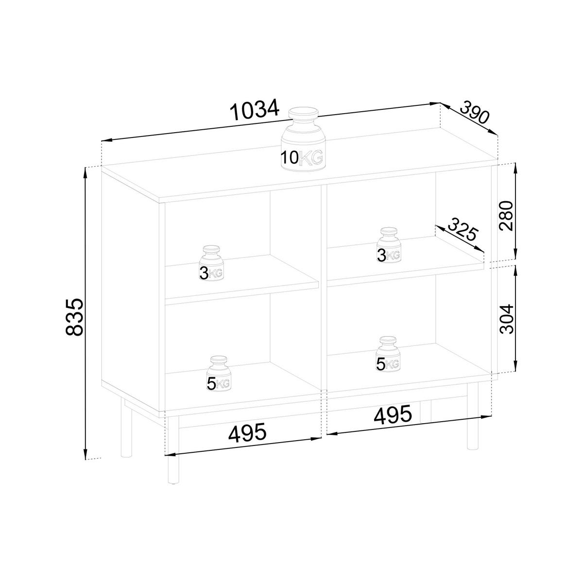 KOMMODE GIAPPONESE 104/84/39 cm mit 2 Türen Eichefarben - Eichefarben, Holzwerkstoff (104/84/39cm) - MASSENO