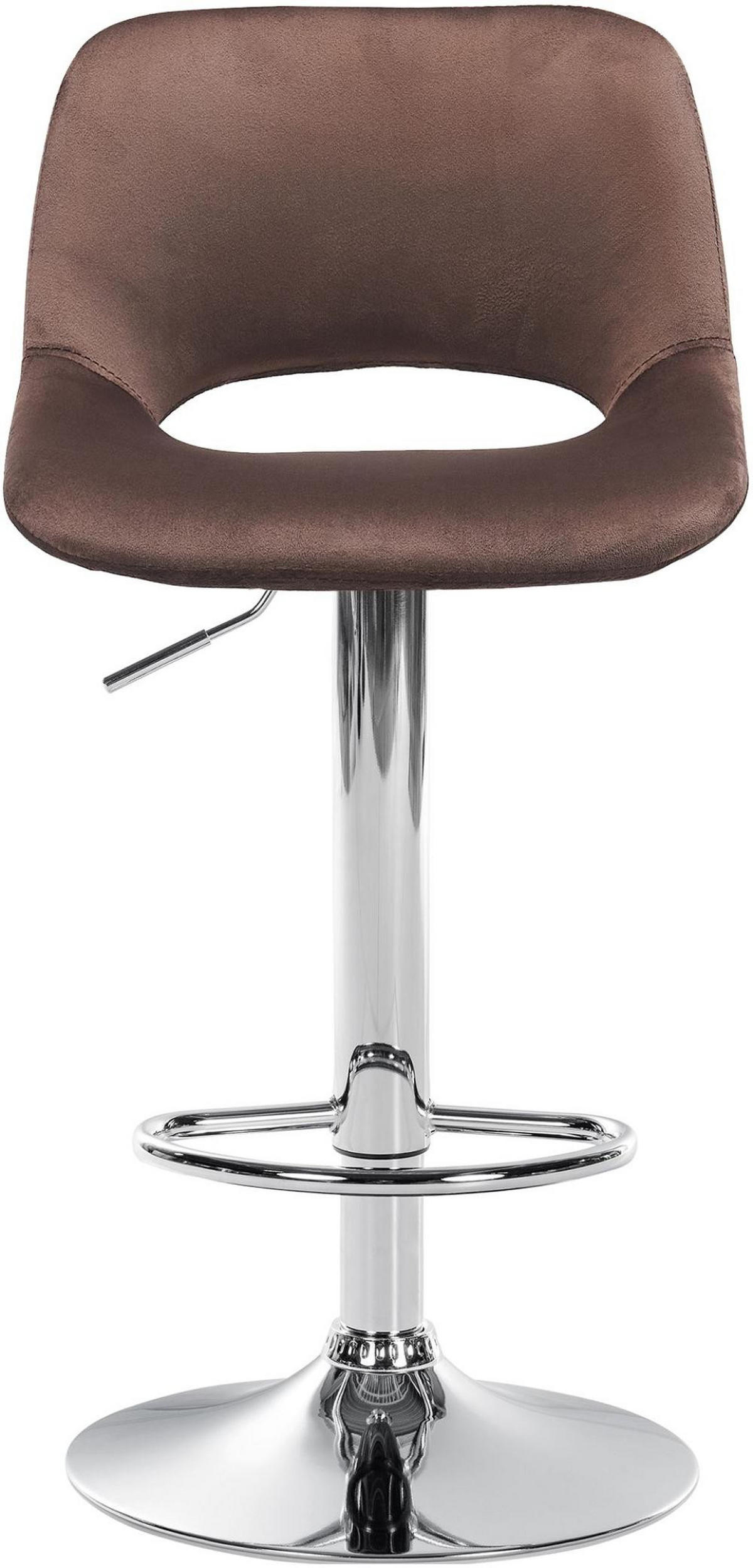 BARHOCKER 2er Set Samt braun - Chromfarben/Braun, Textil/Metall (42/86/46cm) - CLP