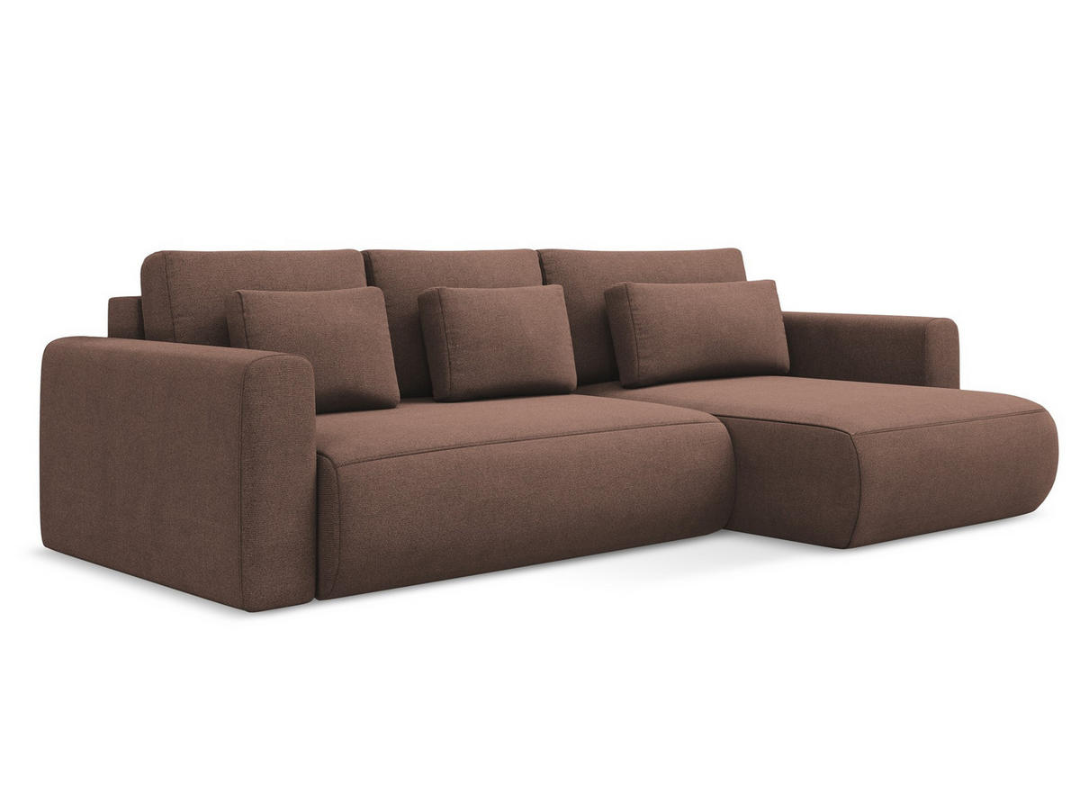 ECKSOFA mit Schlaffunktion Strukturstoff Stoff Pink - Pink/Hellrosa, Kunststoff/Textil (278/149cm) - Makamii