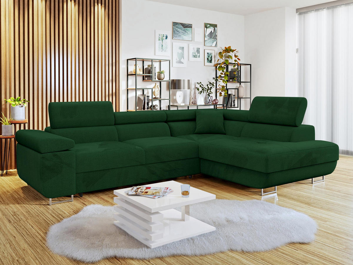 ECKSOFA Torezio, Seite: Rechts - Grün, Holz/Textil (274/203cm) - MIRJAN24