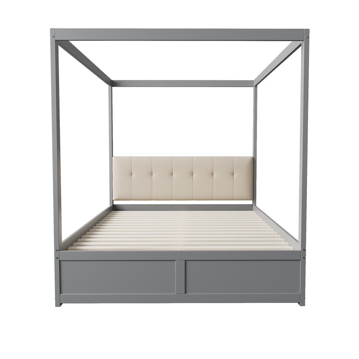 HIMMELBETT 140/200 cm grau mit großen Schubladen und gepolsterter Rückenlehne - Grau, Holz (140/200cm) - OKWISH