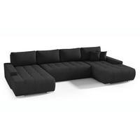 WOHNLANDSCHAFT Draco U schwarz - Chromfarben/Schwarz, Textil/Metall (350/85/185cm) - Beautysofa