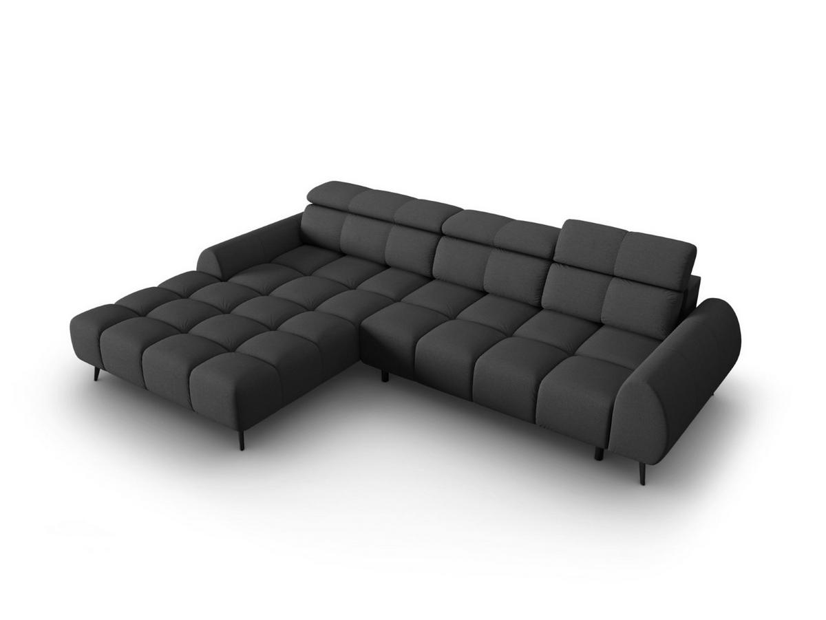 ELEKTRISCHES-ECKSOFA links Alyse aus strukturiertem Stoff dunkelgrau 5 Sitzplätze - Dunkelgrau, Textil (188/295cm) - Micadoni