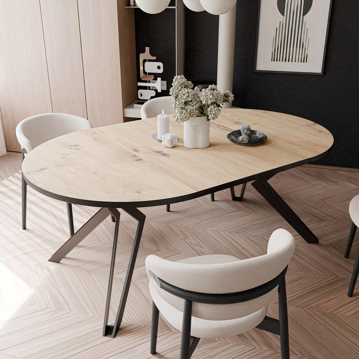 ESSTISCH ausziehbar aus MDF, Braun - Schwarz/Braun, Holzwerkstoff (120/120/76cm) - Idohome