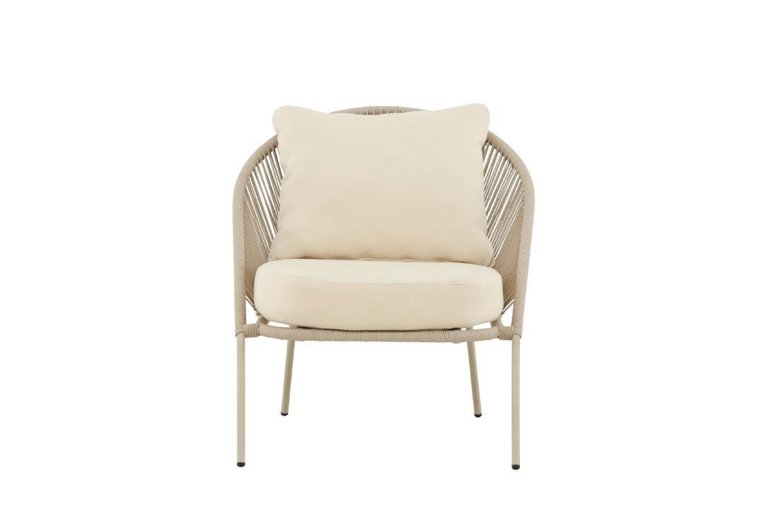 LOUNGESESSEL, Lindos, Beige, Stahl, 74 x 81 x 77 cm - Beige, Metall (74/77/81cm) - ebuy24