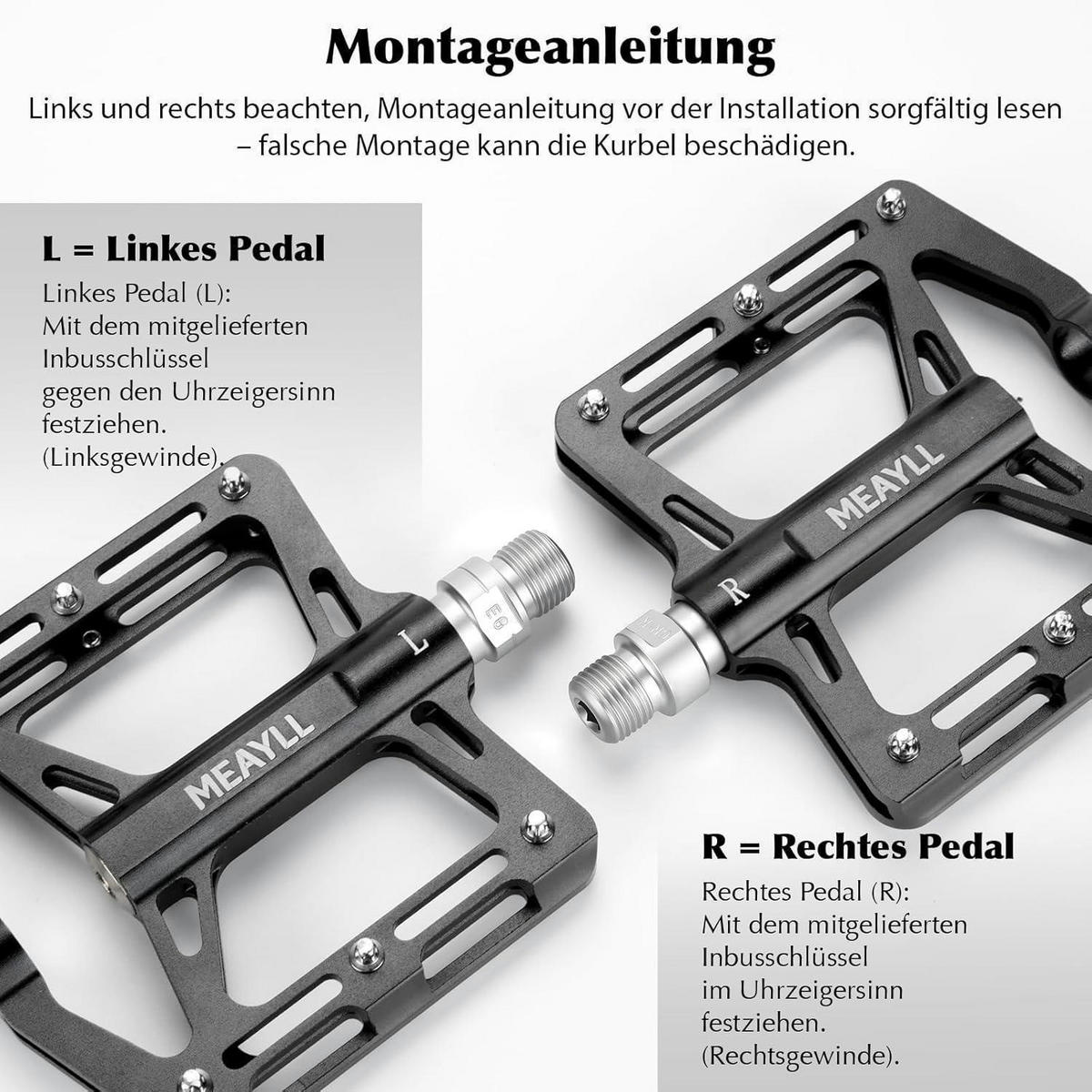 FAHRRADPEDALE Aluminium MTB Schwarz 3 Lager - Schwarz, Metall (12.5/1.5/12.5cm)
