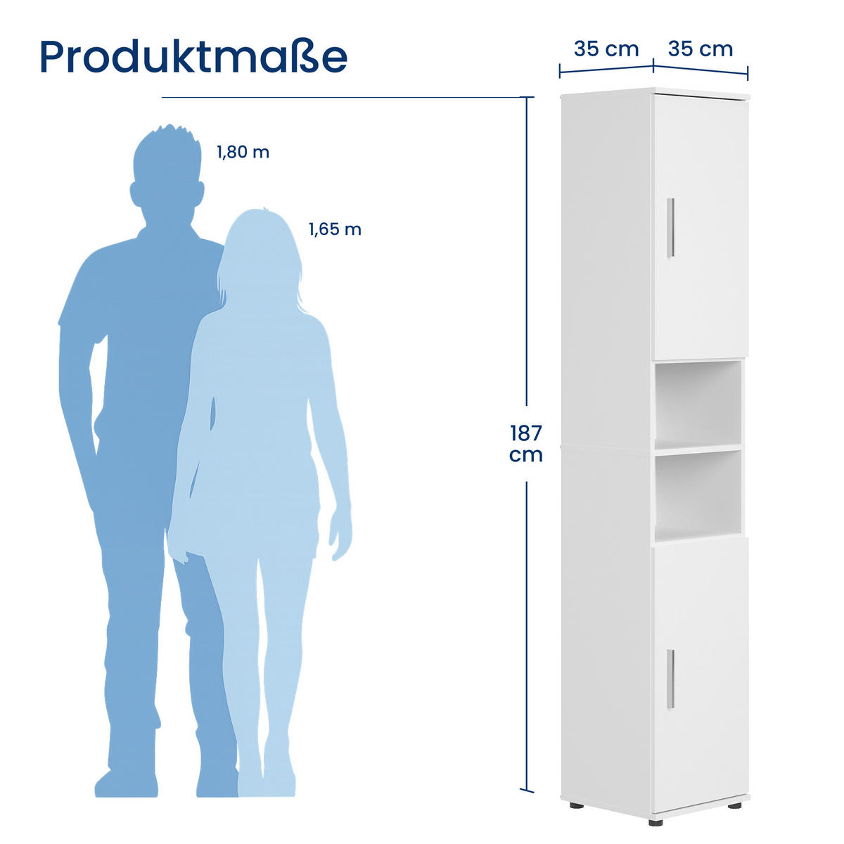 HOCHSCHRANK in 35 cm Breite - Weiß, Holzwerkstoff (35/187/35cm) - Home Collective