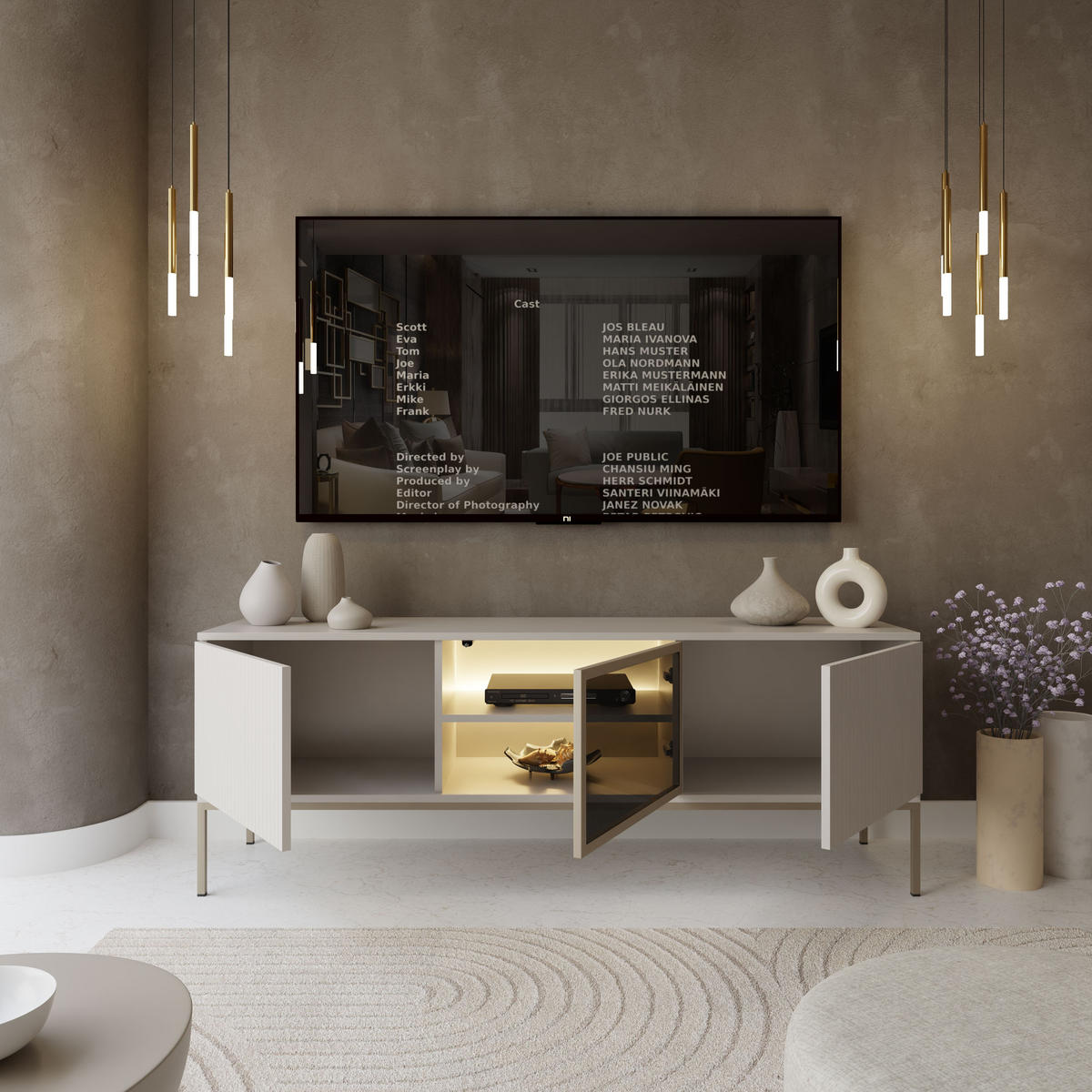 TV-ELEMENT ECLIPSE 154 KASCHMIR mit Beleuchtung,KASCHMIR - Kaschmir, Holzwerkstoff (154/56/39cm) - Lookway