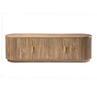 TV-LOWBOARD mit 4 Türen in Eichenoptik und Lamellenfronten 40/48/160 cm - Apfelbaumfarben, Holzwerkstoff (40/48/160cm) - Calicosy