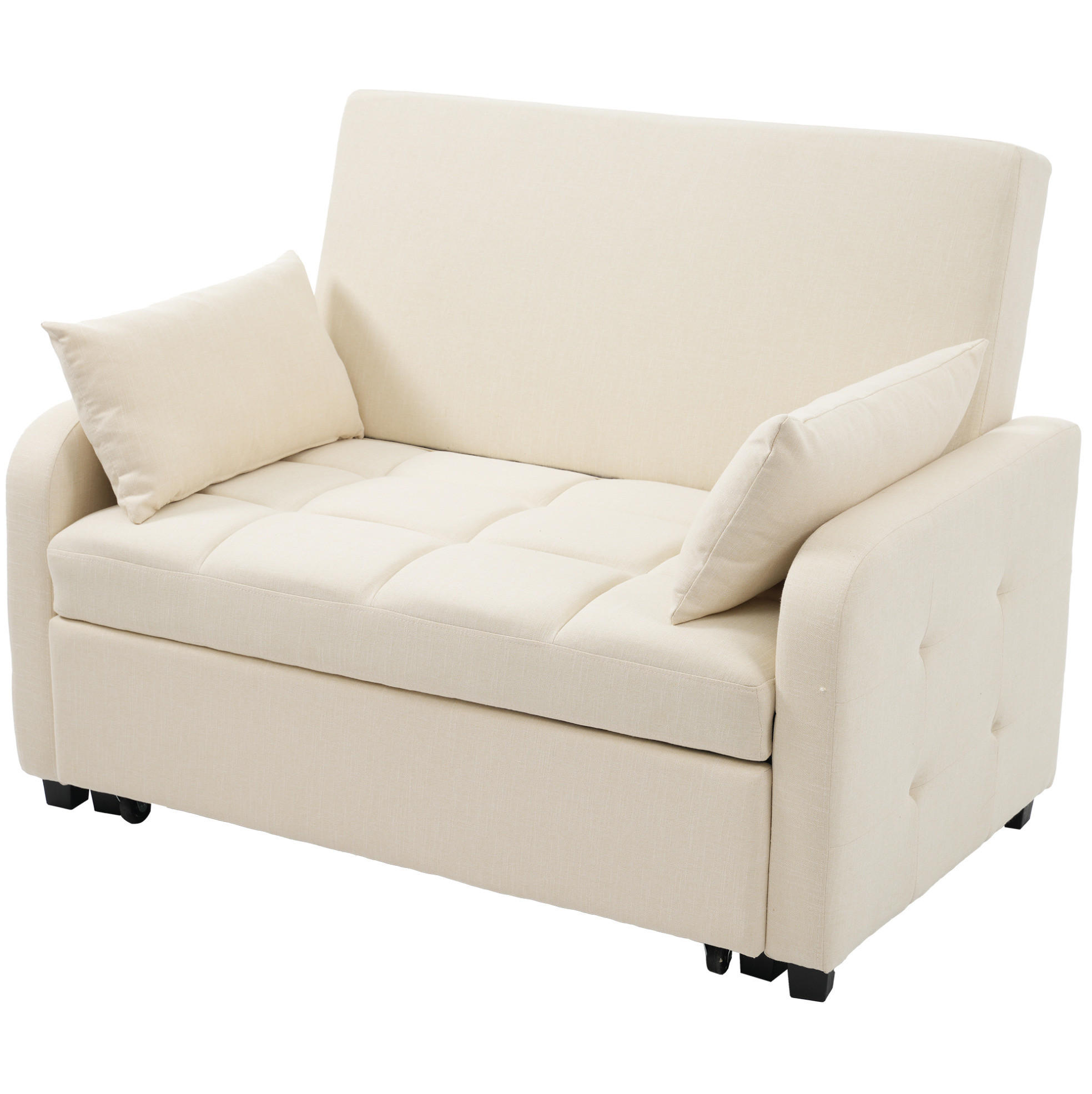 OKWISH ROZKLÁDACÍ pohovka 127/75/94 cm béžová z bavlny a lnu s polohovatelným opěradlem