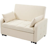ROZKLÁDACÍ pohovka 127/75/94 cm béžová z bavlny a lnu s polohovatelným opěradlem - béžová, plast (127/94/75cm) - OKWISH