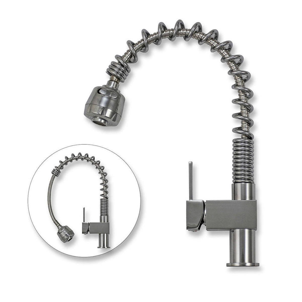 KÜCHENSPÜLE & WASSERHAHN EDELSTAHL Premium - Silberfarben, Metall (105/18/500cm)