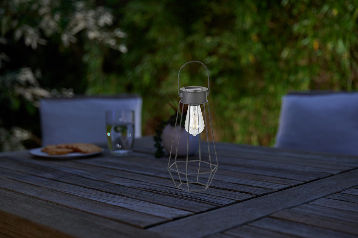 LED-SOLAR-LATERNE Dämmerungssensor Garten Balkon Modern Industrielook IP44 Diamant - Schwarz, Metall (13/13/33.2cm) - Northpoint