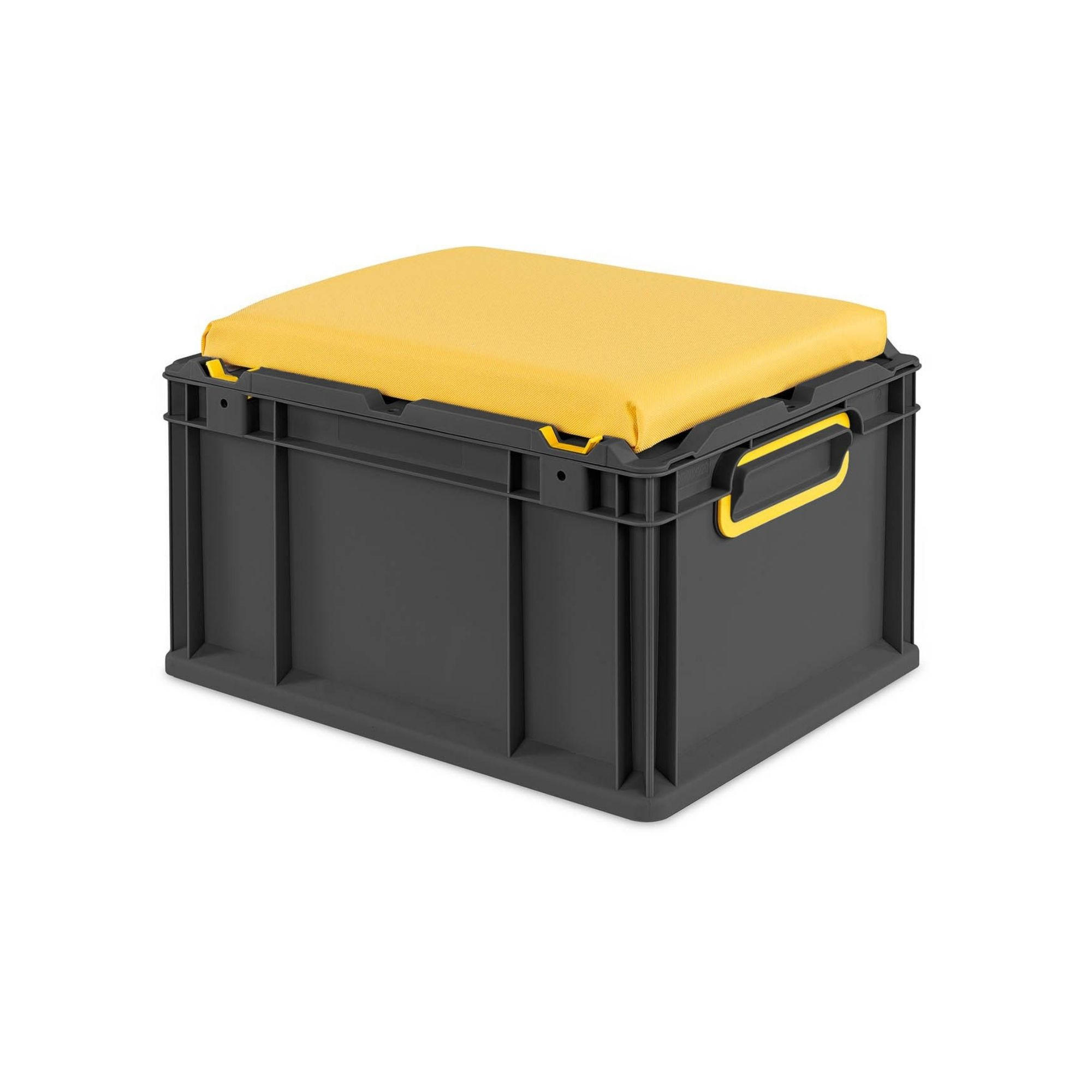 EUROBOX NextGen Seat Box Gelb, HxBxT 26,5x30x40cm, 20 Liter, Griffe geschlossen, Schwarz - Schwarz, Kunststoff (30/26.5/40cm) - PROREGAL