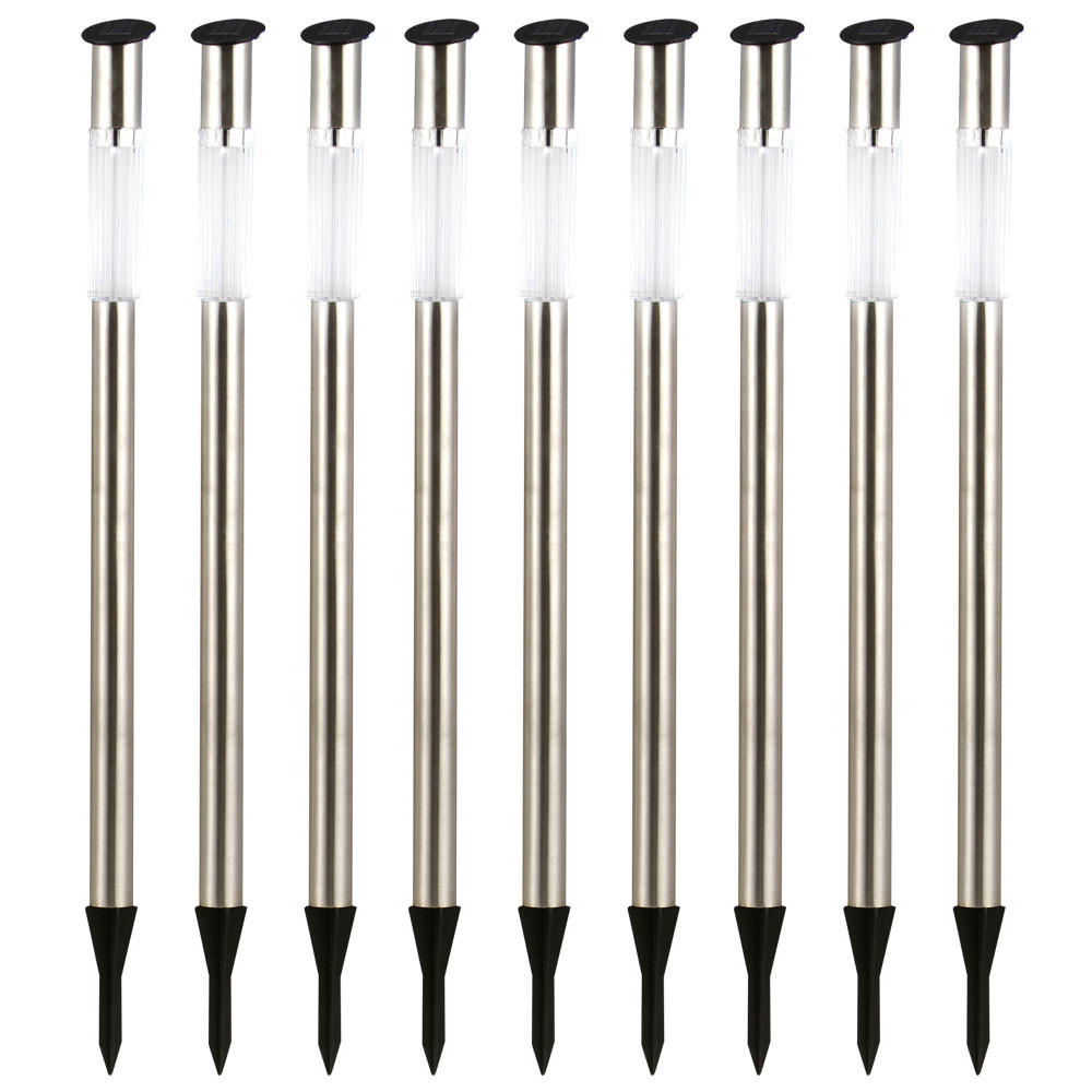 LED AUSSENLEUCHTE Edelstahl Silber 9er Set - Silberfarben, Metall (5/5/70cm)