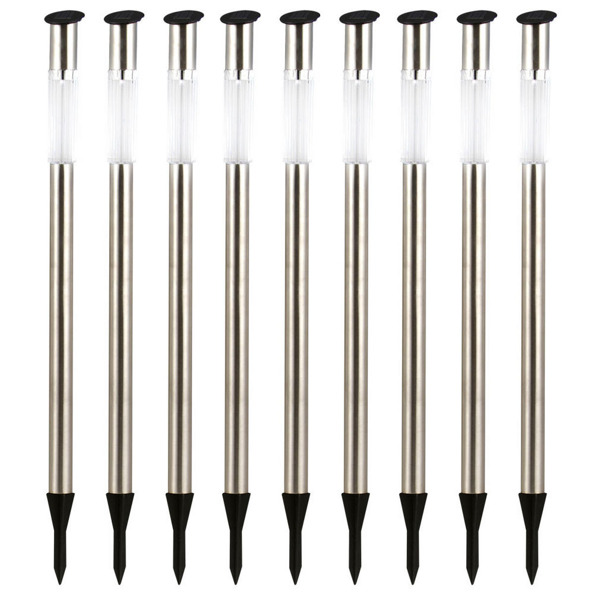LED AUSSENLEUCHTE Edelstahl Silber 9er Set - Silberfarben, Metall (5/5/70cm)