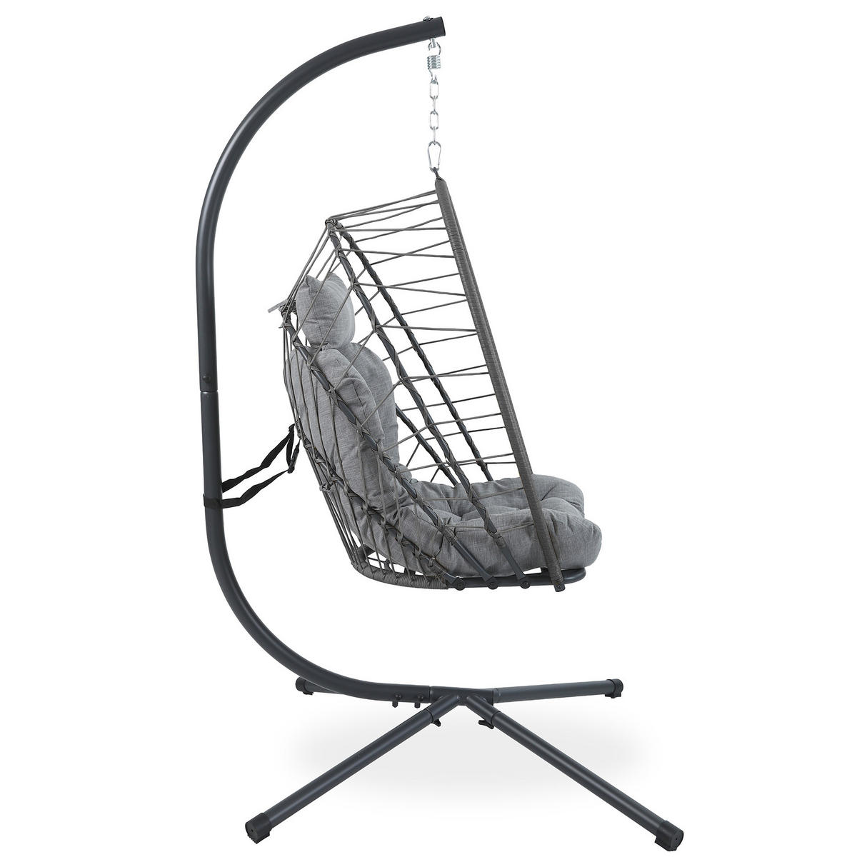 HÄNGESESSEL Mykonos mit stabiler Stahlrahmen, 109 cm, Grau - Grau, Metall (109/192/124cm) - Beautysofa